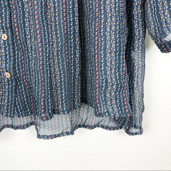 JOIE Silk Peasant Blouse Blue Floral Pattern Small - Picture 5 of 12